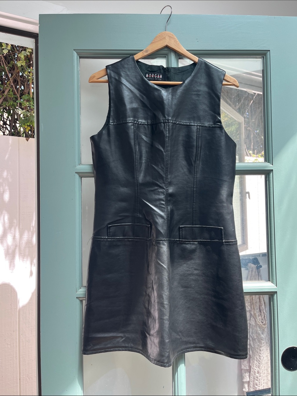 Morgan de Toi Black Faux Leather MiniDress